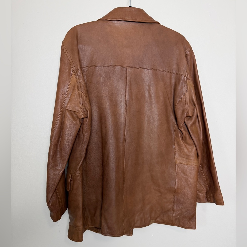 RARE ralph lauren 100% leather field coat workwear double breasted jacket sz 12 - Picture 5 of 10